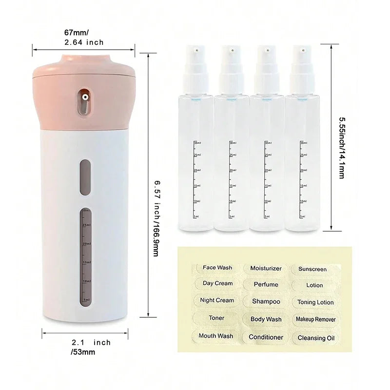 TravelEase 4-in-1 Travel Pump Bottle — The Only Toiletry Bottle You'll Ever Need
